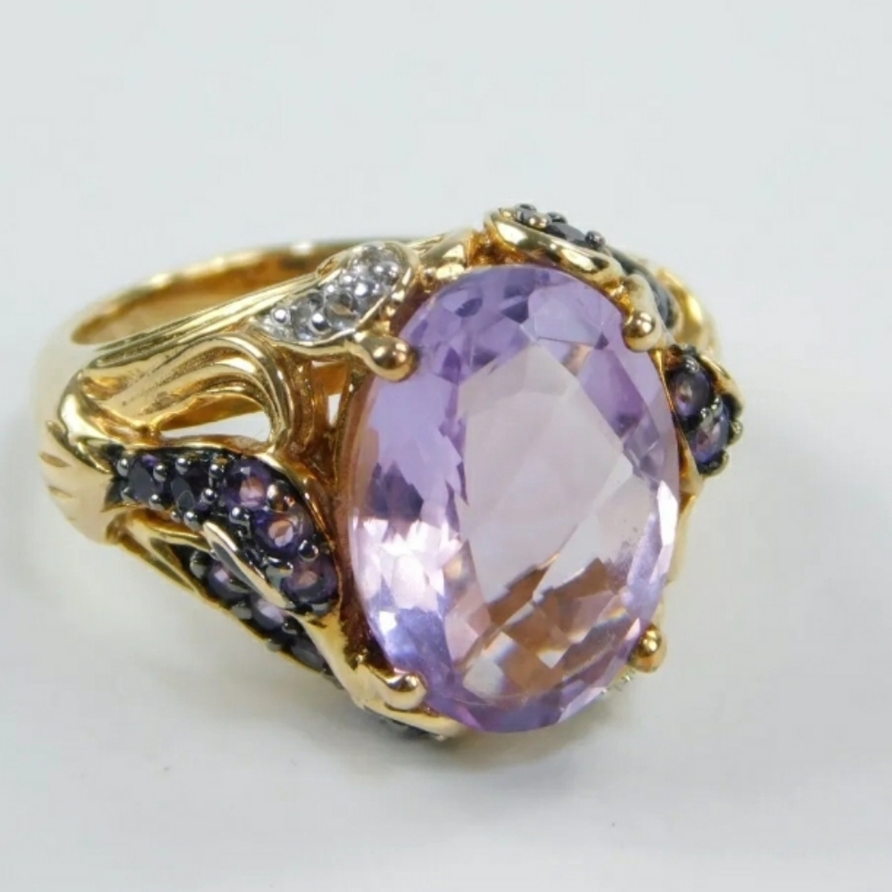 Host Pick Amazing Victoria Wieck Rose De France Amethyst swan Ring Rare - Picture 6 of 11